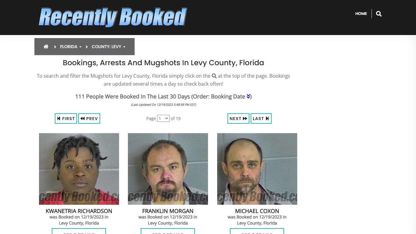 Recent bookings, Arrests, Mugshots in Levy County, Florida