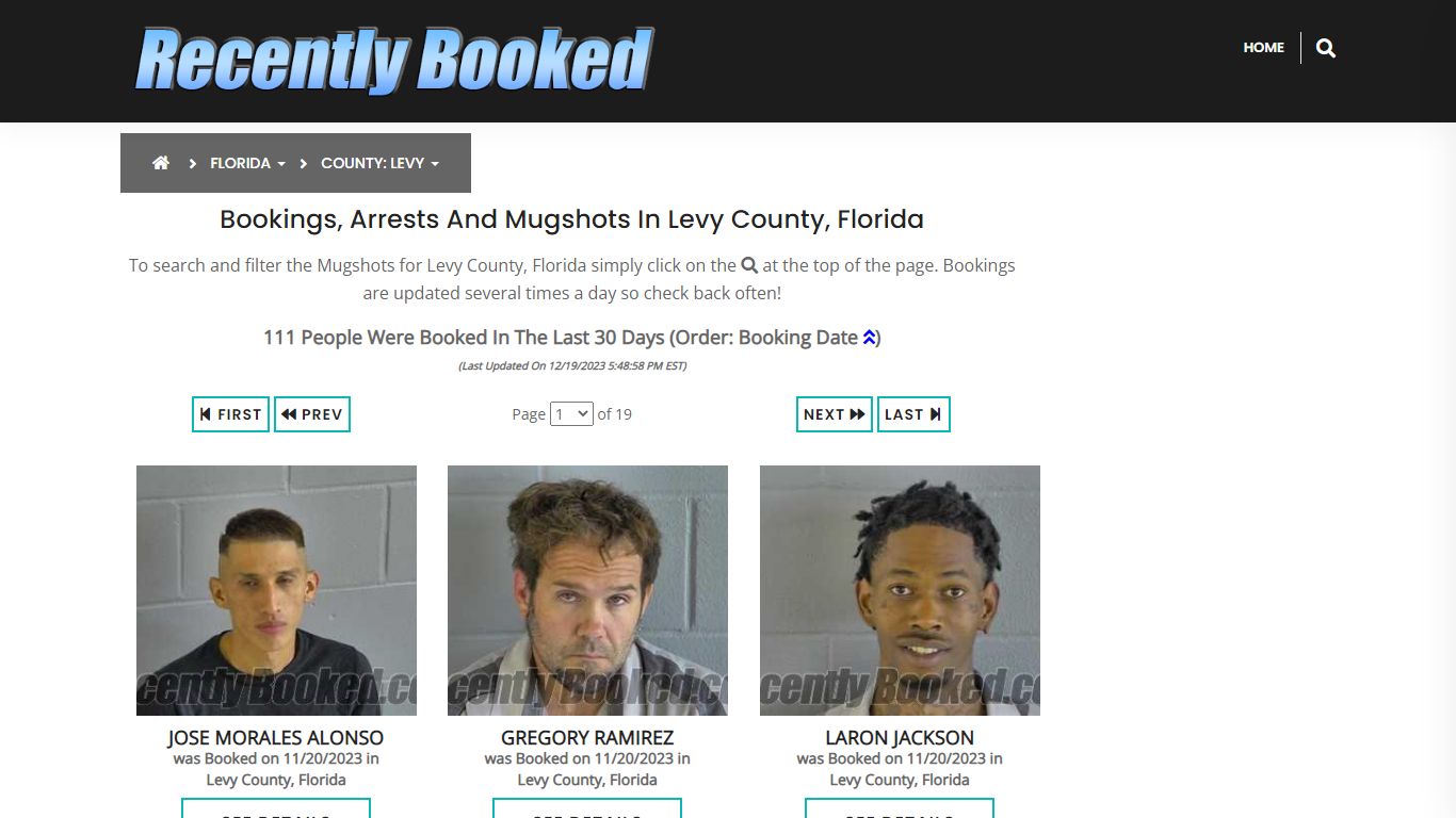 Recent bookings, Arrests, Mugshots in Levy County, Florida
